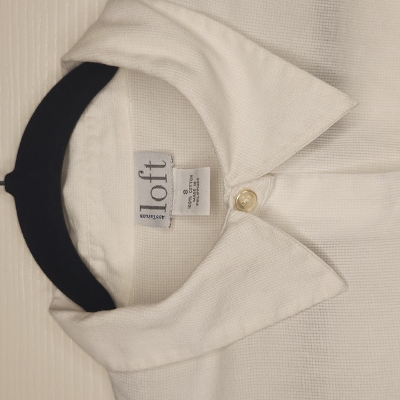 Ann Taylor Loft Women's Classic Perfect White Long Sleeve Button-Up Top Size 8 - Picture 2 of 11